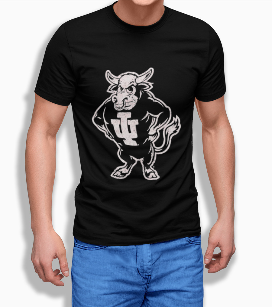 Indiana Hoosiers NCAA Vintage Style Distressed Muscular Bull T-Shirt