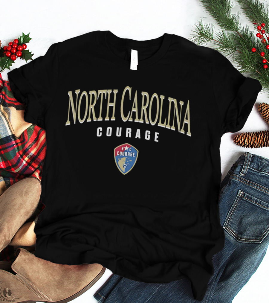 North Carolina Courage Arched Lettering Team Crest N C Shield T-Shirt