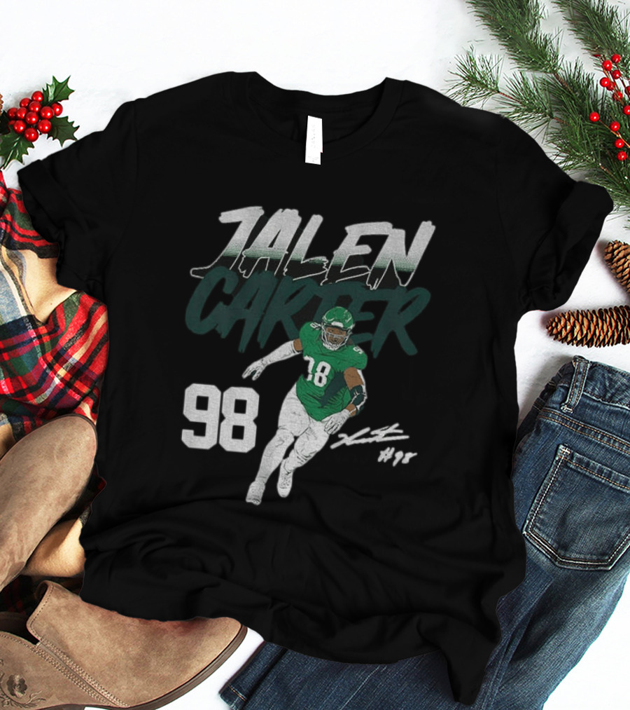 Jalen Carter Philadelphia Eagles 98 Football Player Signature T-Shirt