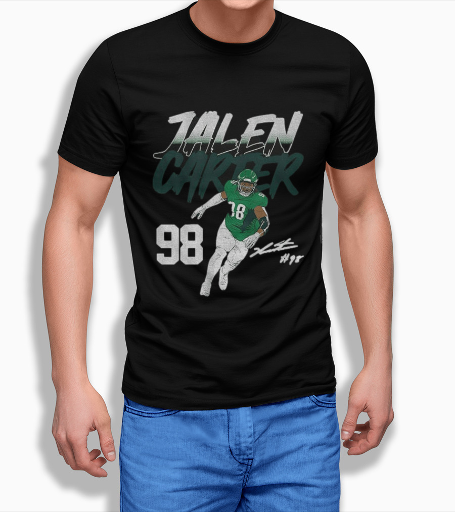 Jalen Carter Philadelphia Eagles 98 Football Player Signature T-Shirt