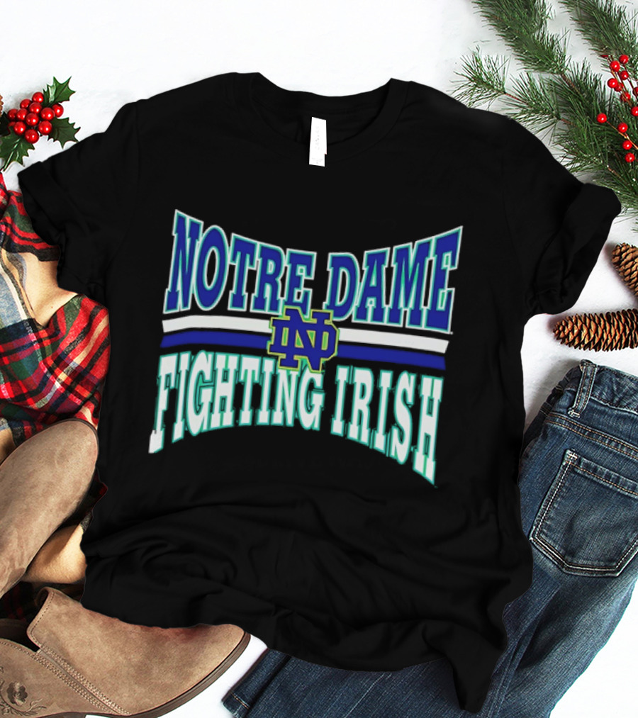 Notre Dame Fighting Irish Interlocking ND Monogram Curved NCAA T-Shirt