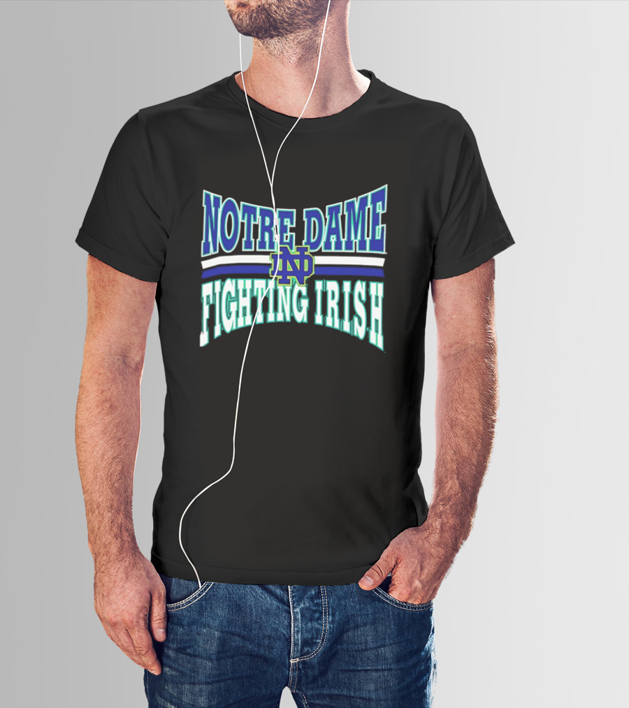 Notre Dame Fighting Irish Interlocking ND Monogram Curved NCAA T-Shirt