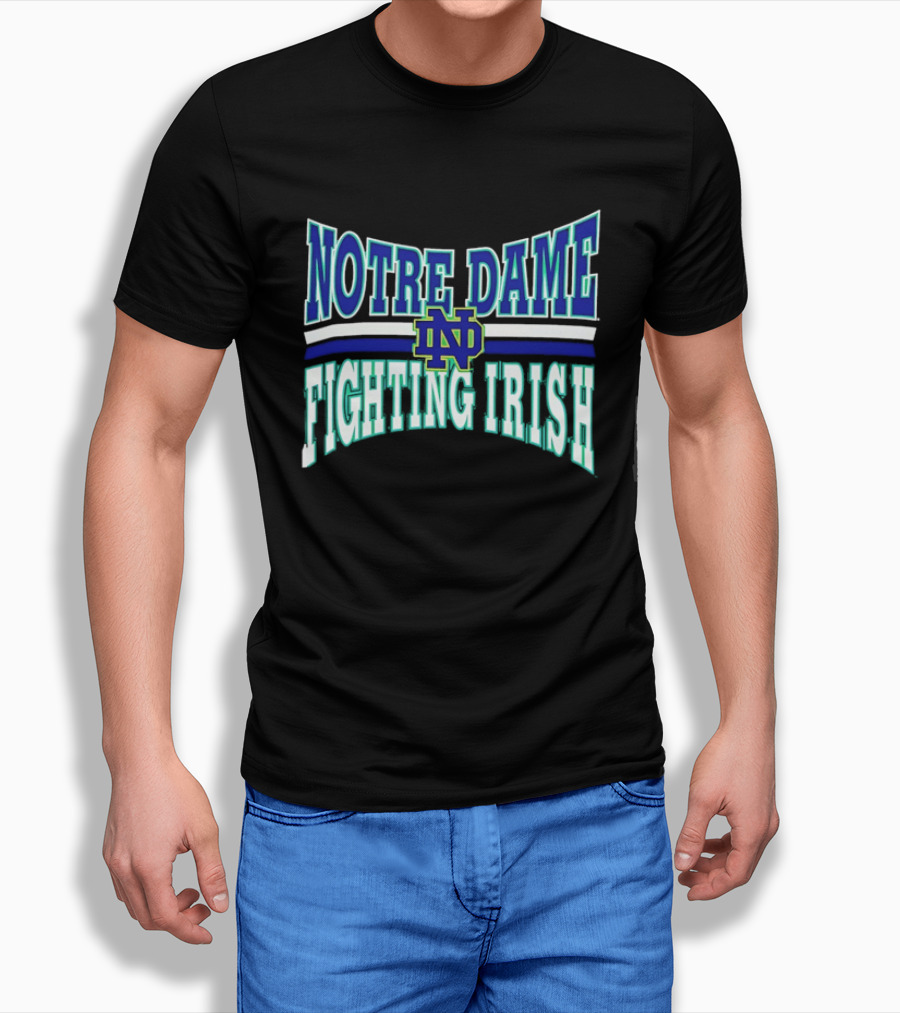 Notre Dame Fighting Irish Interlocking ND Monogram Curved NCAA T-Shirt