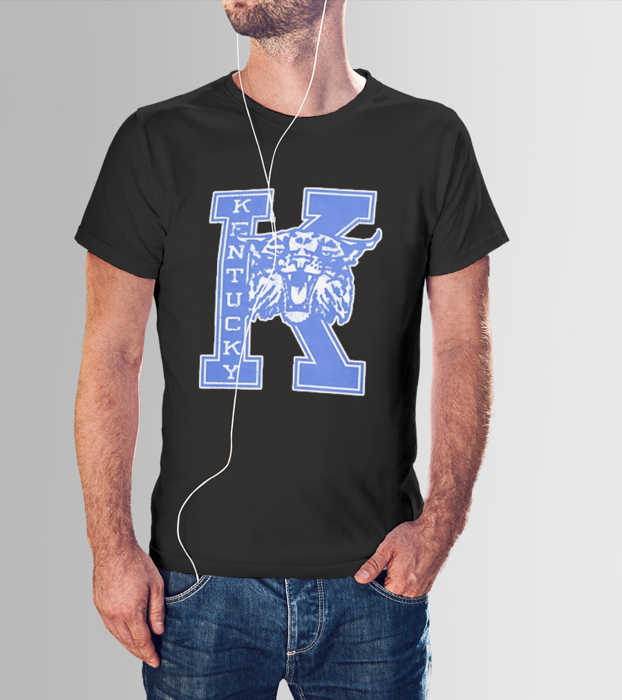 Kentucky Wildcats NCAA Distressed Block Letter K Wildcats Head T-Shirt
