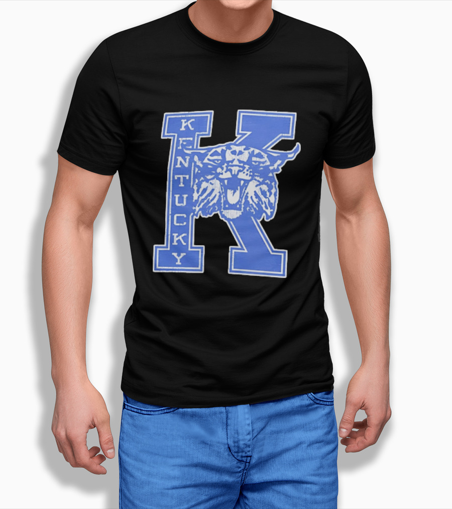 Kentucky Wildcats NCAA Distressed Block Letter K Wildcats Head T-Shirt