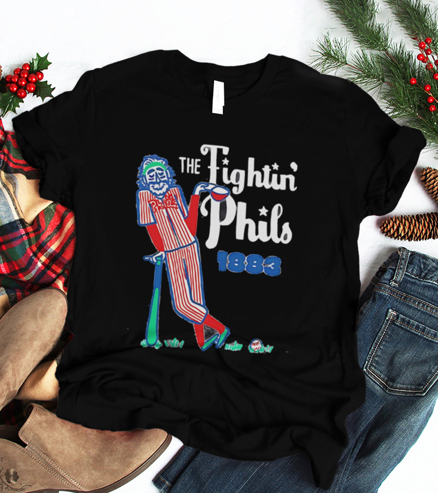 Phillies The Fightin' Phils 1883 Vintage Baseball Character With Bat And Ball T-Shirt