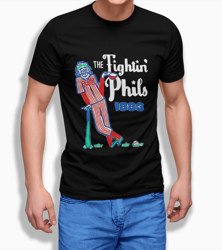 Phillies The Fightin' Phils 1883 Vintage Baseball Character With Bat And Ball T-Shirt