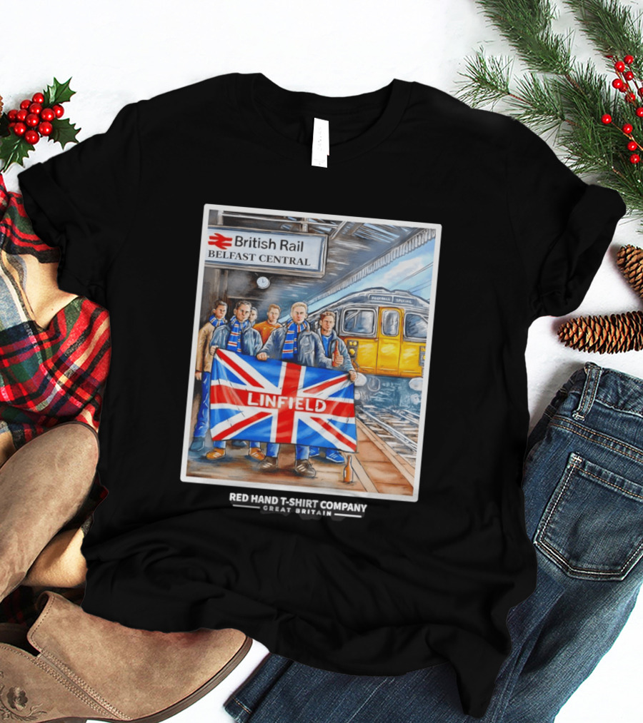 British Rail Belfast Central Linfield UK Flag T-Shirt