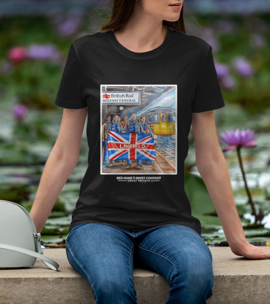 British Rail Belfast Central Linfield UK Flag T-Shirt