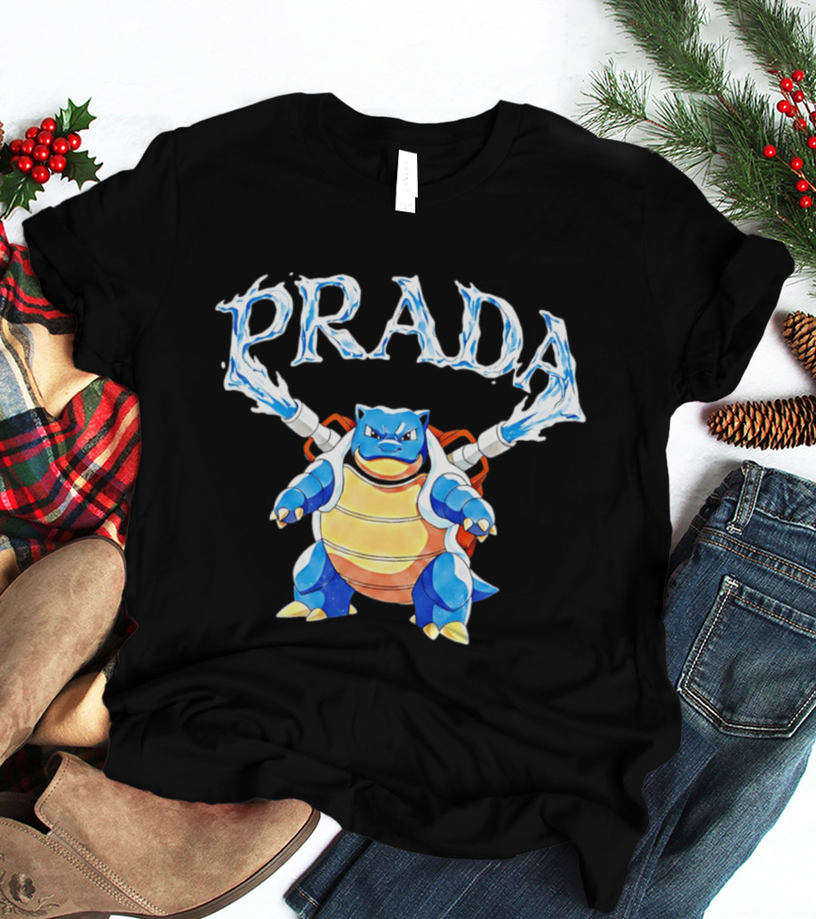 Prada Blastoise Pokemon Mashup Water Cannon T-Shirt