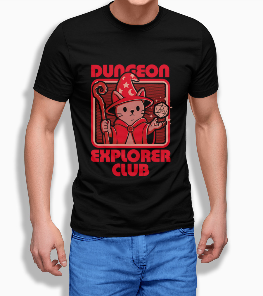 Dungeon Explorer Club RPG Mage Cat T-Shirt