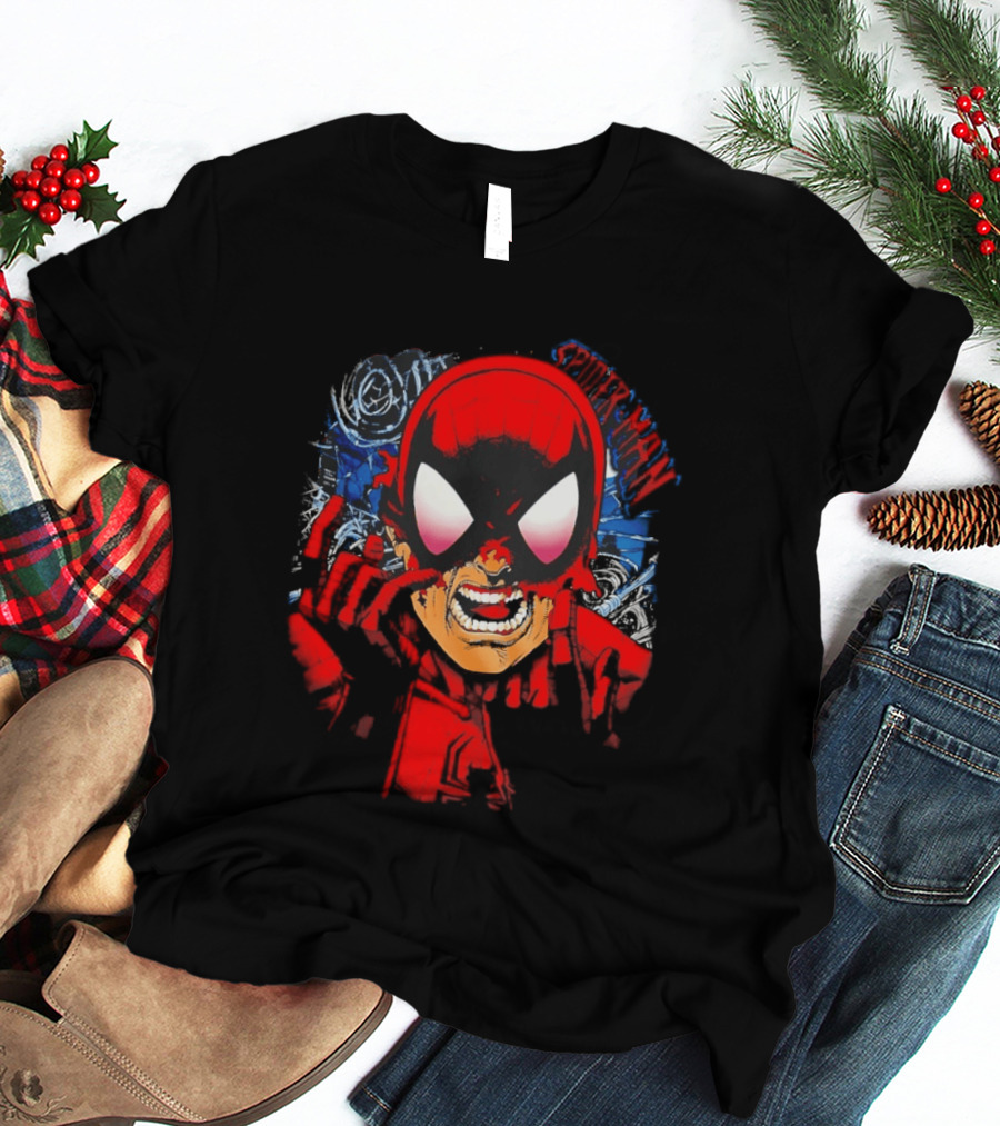 Spider Man Marvel Comics Pulling Off Mask Action T-Shirt