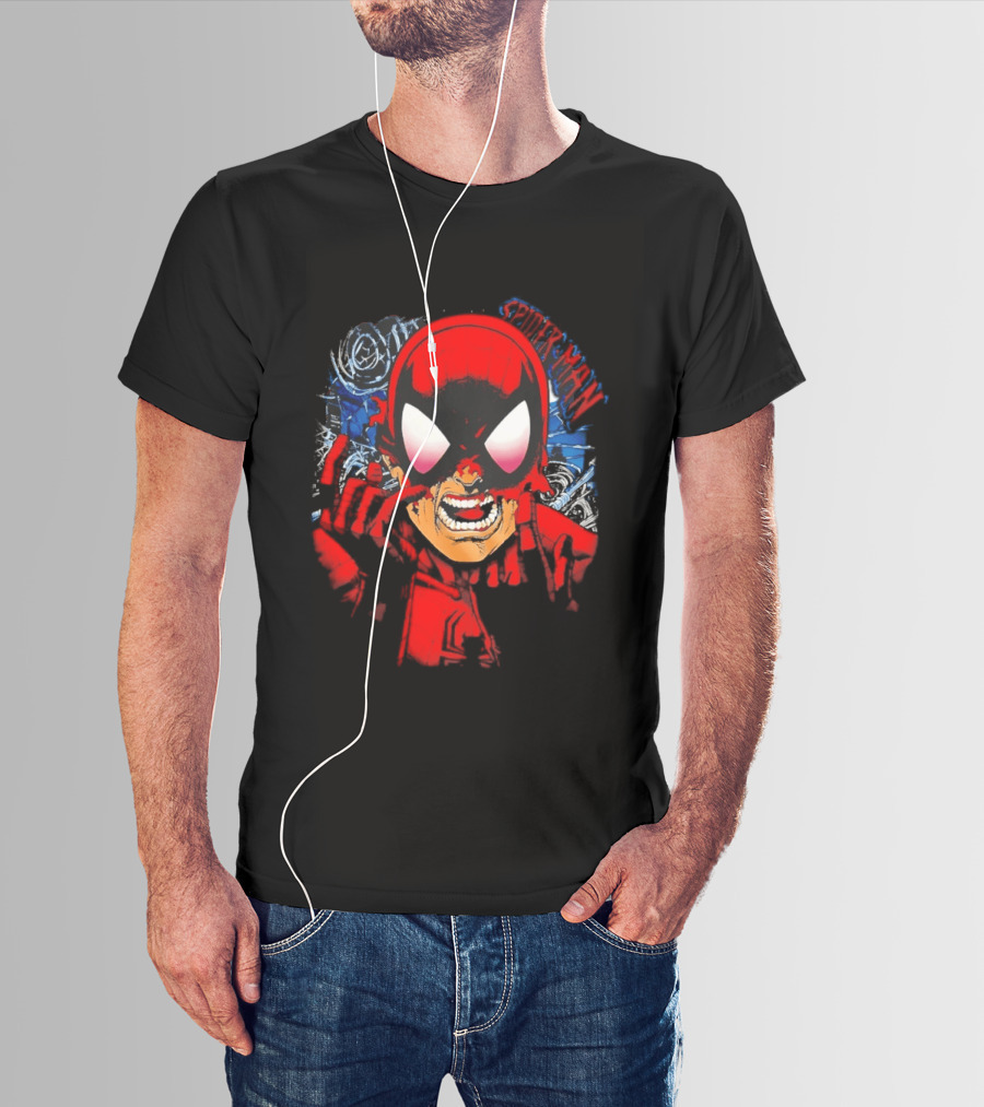 Spider Man Marvel Comics Pulling Off Mask Action T-Shirt