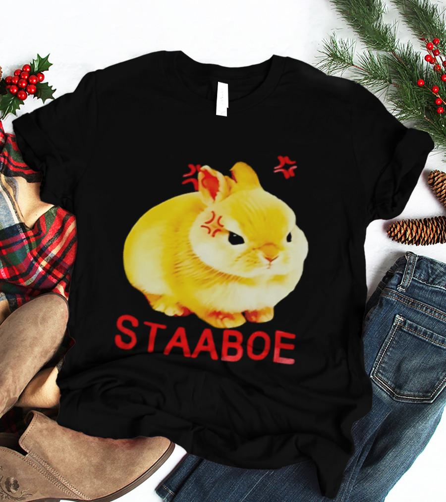 Staaboe Angry Fluffy Yellow Rabbit Red Marks T-Shirt
