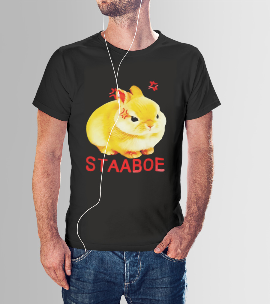 Staaboe Angry Fluffy Yellow Rabbit Red Marks T-Shirt