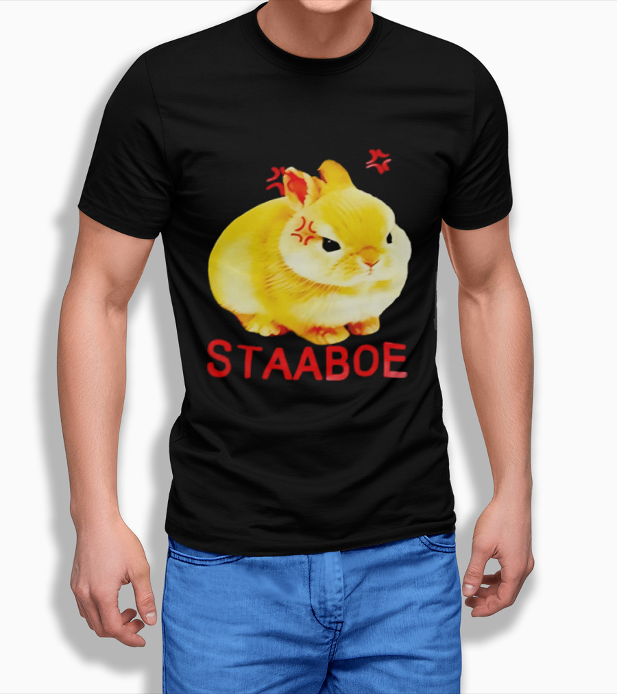 Staaboe Angry Fluffy Yellow Rabbit Red Marks T-Shirt