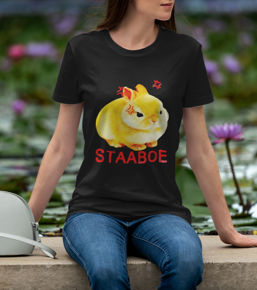 Staaboe Angry Fluffy Yellow Rabbit Red Marks T-Shirt
