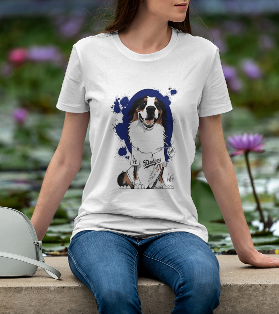 Los Angeles Dodgers MLB Kygo Cartoon Australian Shepherd Dog Paint Splatter T-Shirt