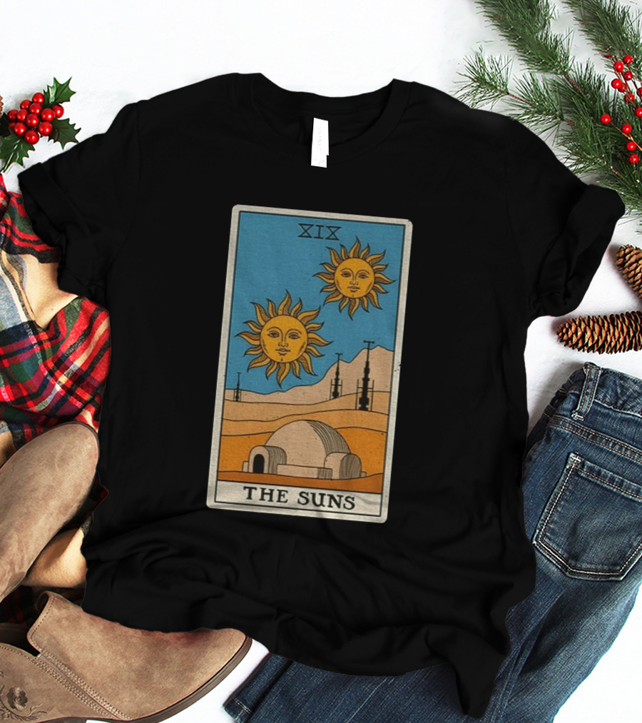 XIX The Suns Twin Suns Tarot Card Star Wars Tatooine Desert Dome T-Shirt