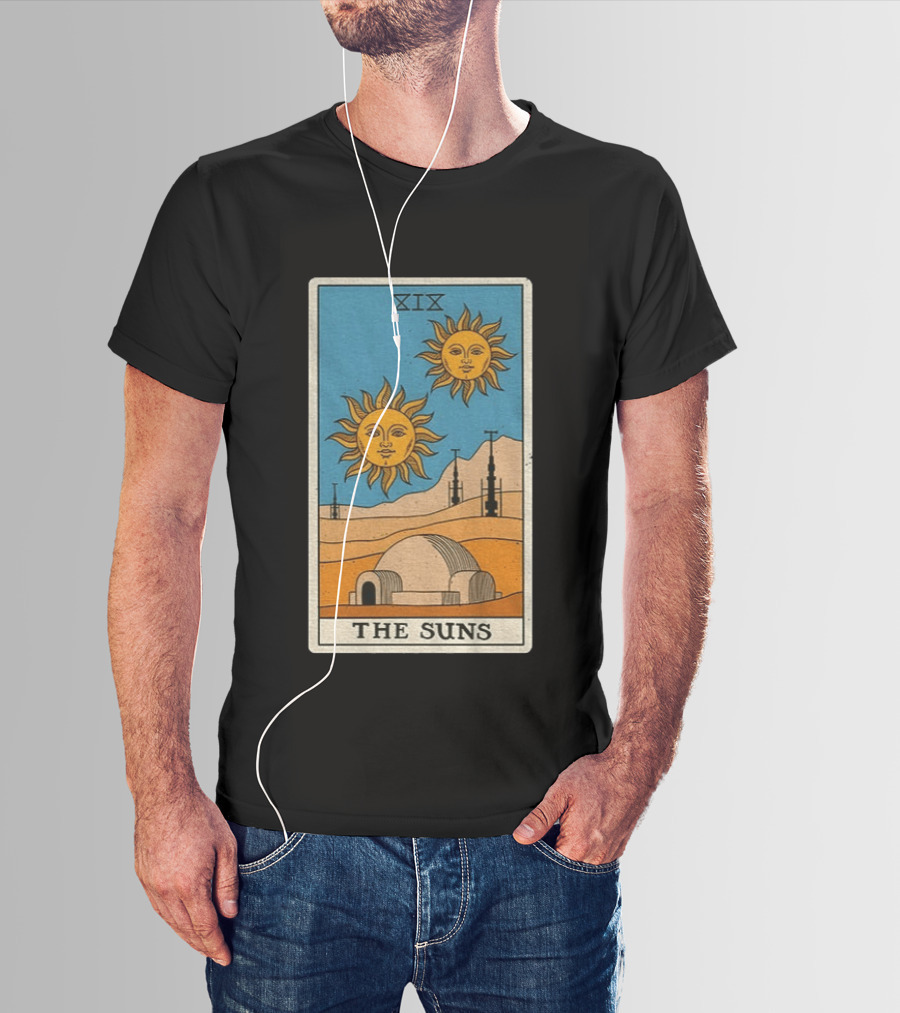 XIX The Suns Twin Suns Tarot Card Star Wars Tatooine Desert Dome T-Shirt