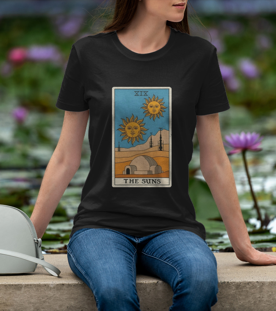 XIX The Suns Twin Suns Tarot Card Star Wars Tatooine Desert Dome T-Shirt