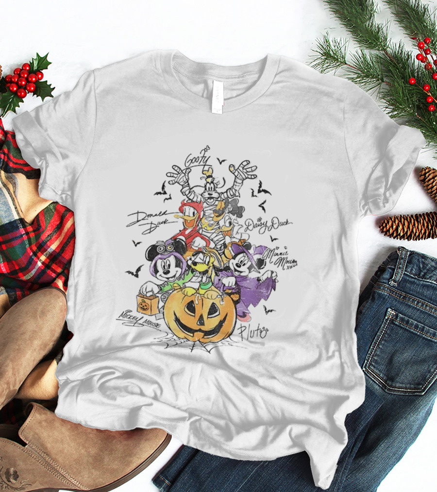 Mickey Minnie Donald Goofy Pluto Daisy Halloween Pumpkin Costume Bash T-Shirt