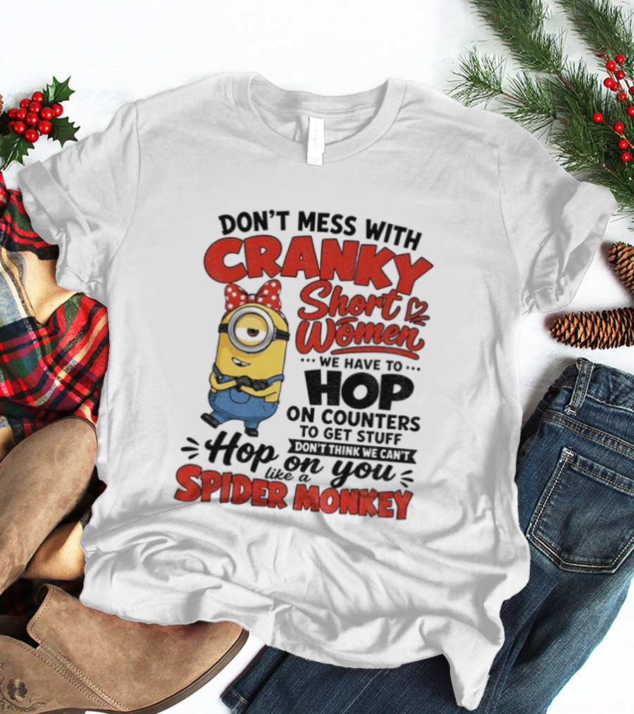 Minion Cranky Short Women Hop On Counters Spider Monkey T-Shirt