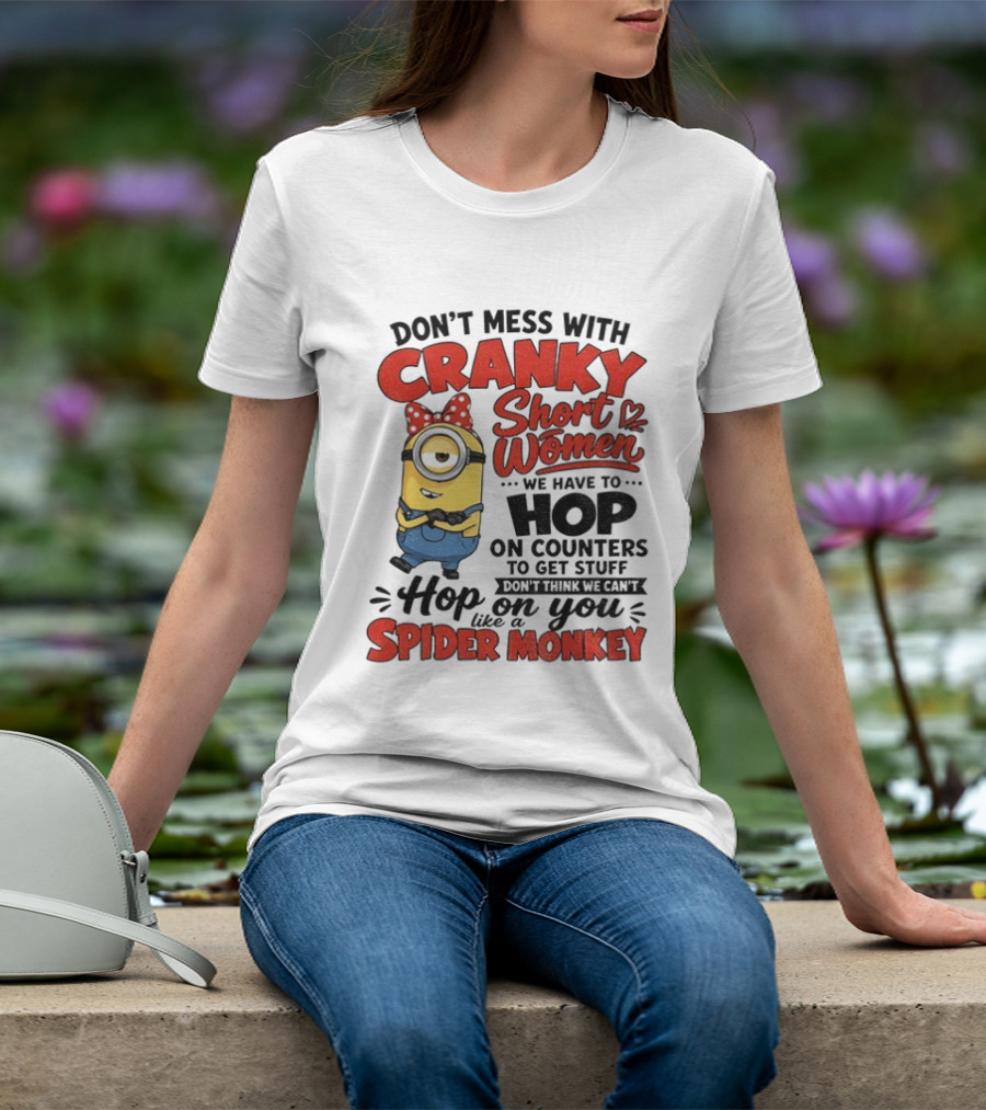 Minion Cranky Short Women Hop On Counters Spider Monkey T-Shirt