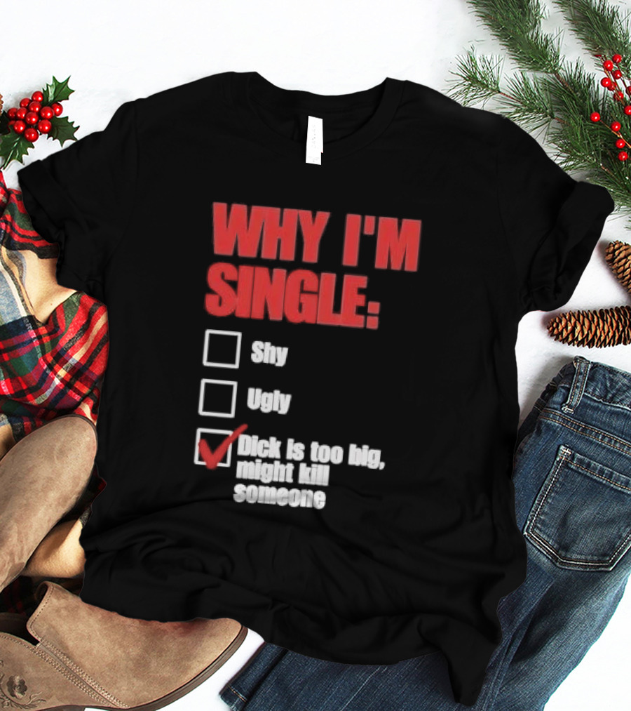 Why I'm Single Checklist Shy Ugly Dick Is Too Big Might Kill Someone Red Check Mark T-Shirt