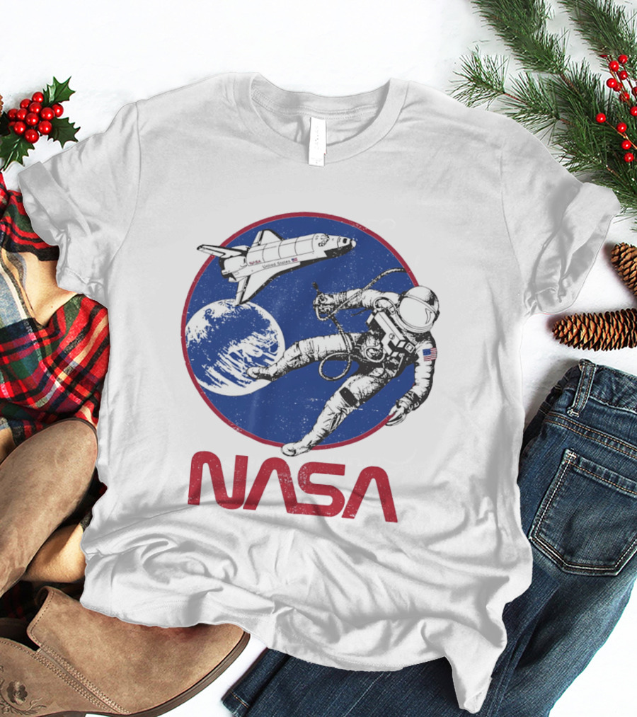 NASA Space Shuttle And Astronaut Earth Scene T-Shirt