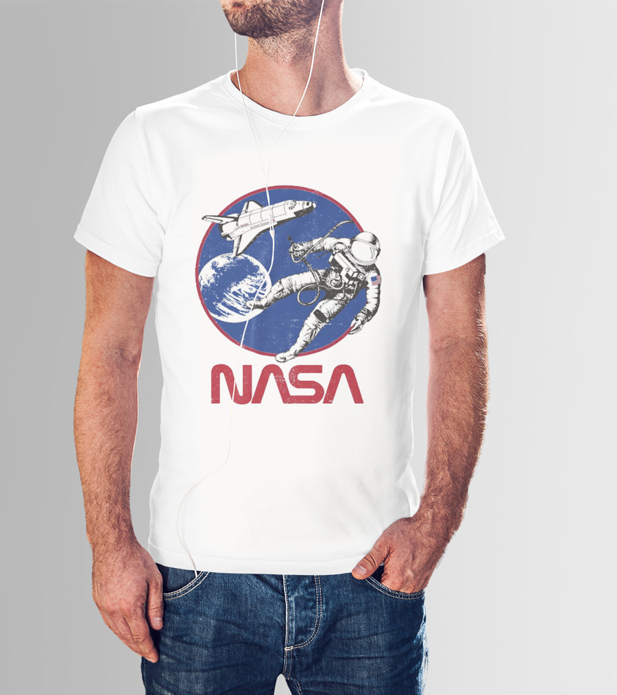 NASA Space Shuttle And Astronaut Earth Scene T-Shirt