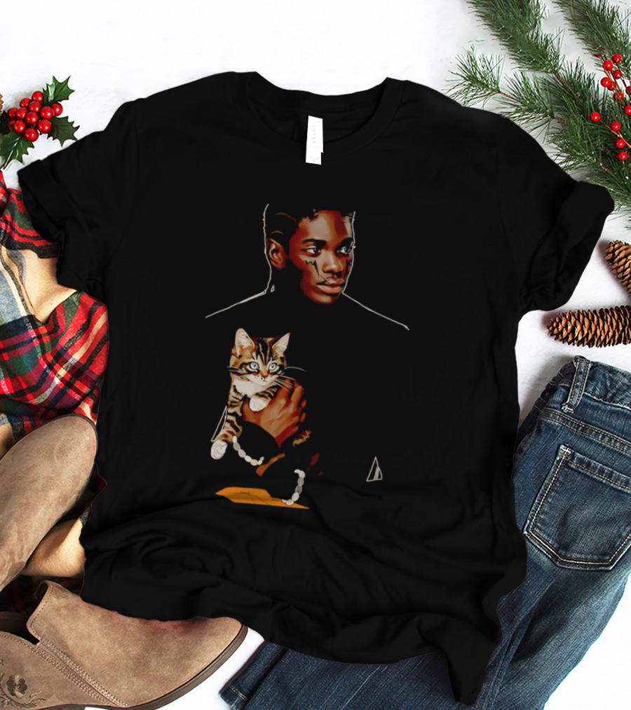 Young Man Holding A Tabby Cat Painting T-Shirt