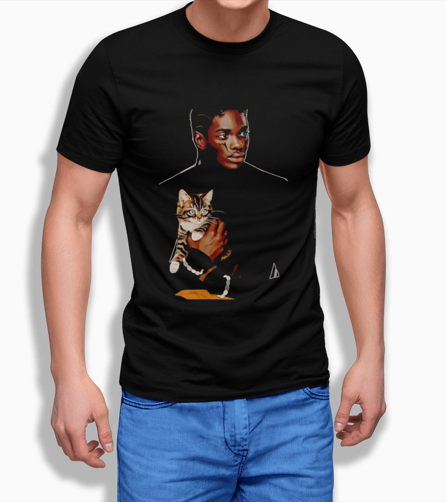 Young Man Holding A Tabby Cat Painting T-Shirt