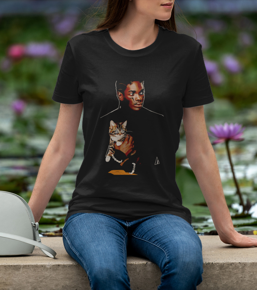 Young Man Holding A Tabby Cat Painting T-Shirt