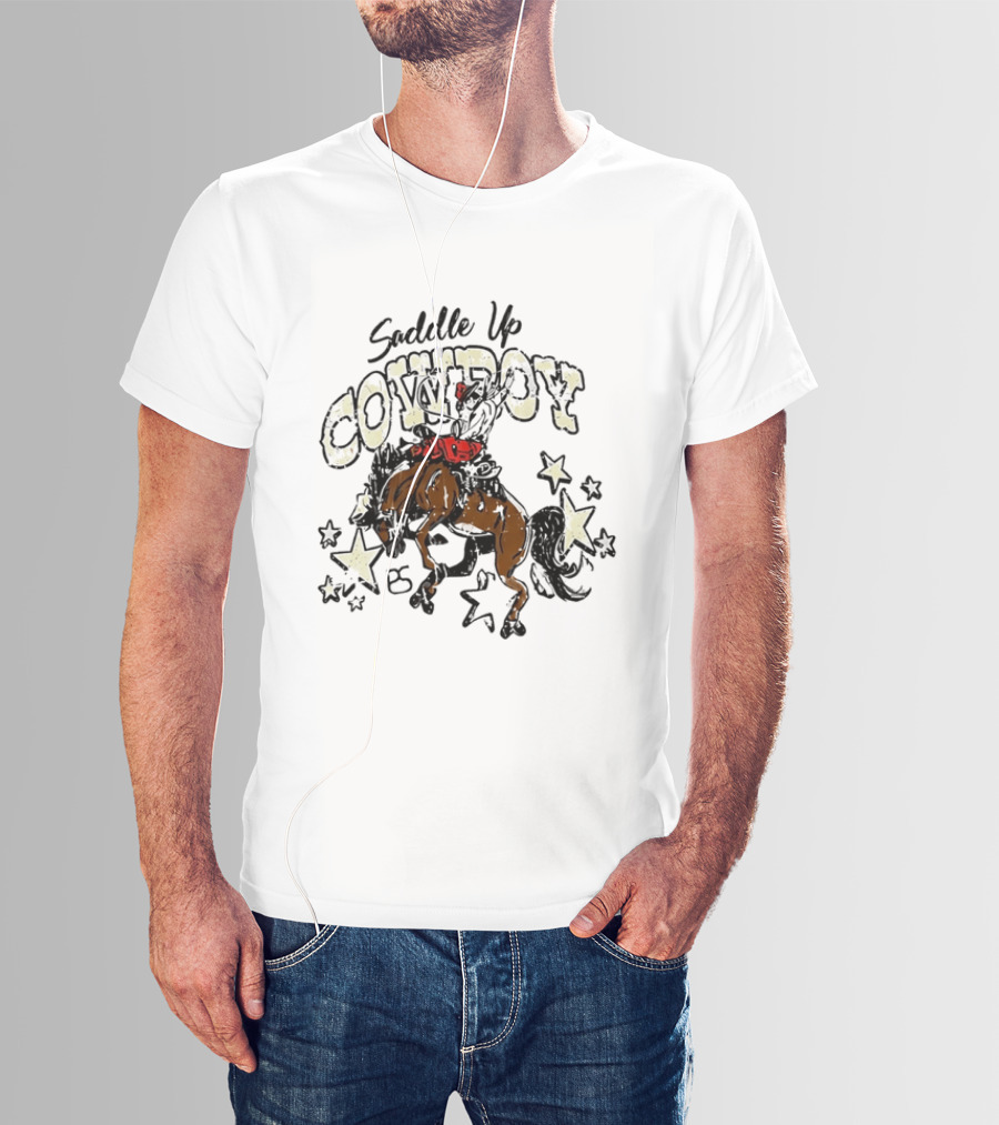 Saddle Up Cowboy Distressed Bucking Bronco Horse Rodeo Stars Bs T-Shirt