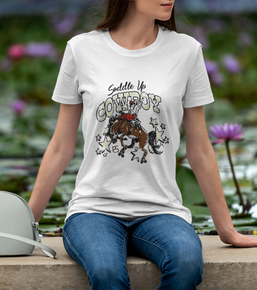 Saddle Up Cowboy Distressed Bucking Bronco Horse Rodeo Stars Bs T-Shirt