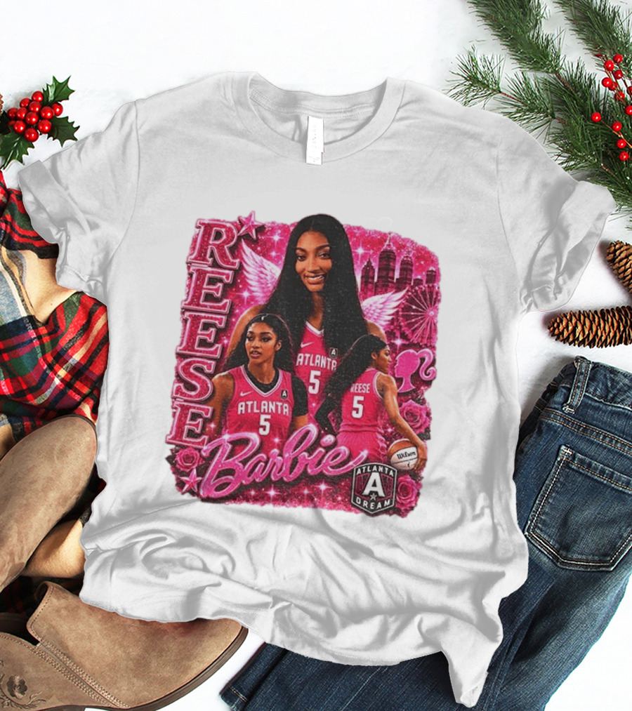 Angel Reese Atlanta Dream Barbie Pink Basketball Collage WNBA T-Shirt