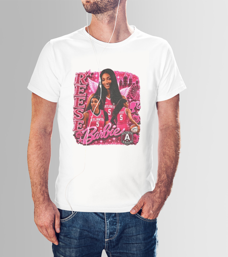 Angel Reese Atlanta Dream Barbie Pink Basketball Collage WNBA T-Shirt