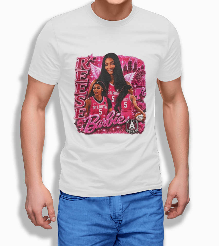 Angel Reese Atlanta Dream Barbie Pink Basketball Collage WNBA T-Shirt