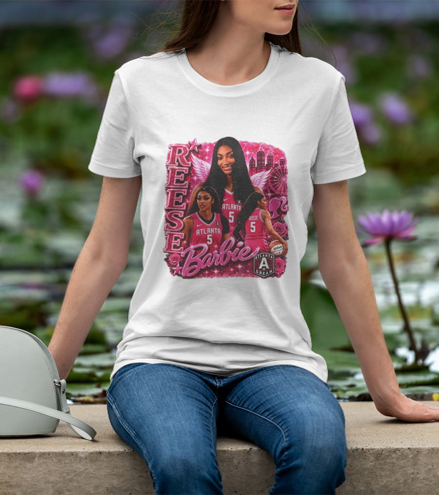 Angel Reese Atlanta Dream Barbie Pink Basketball Collage WNBA T-Shirt