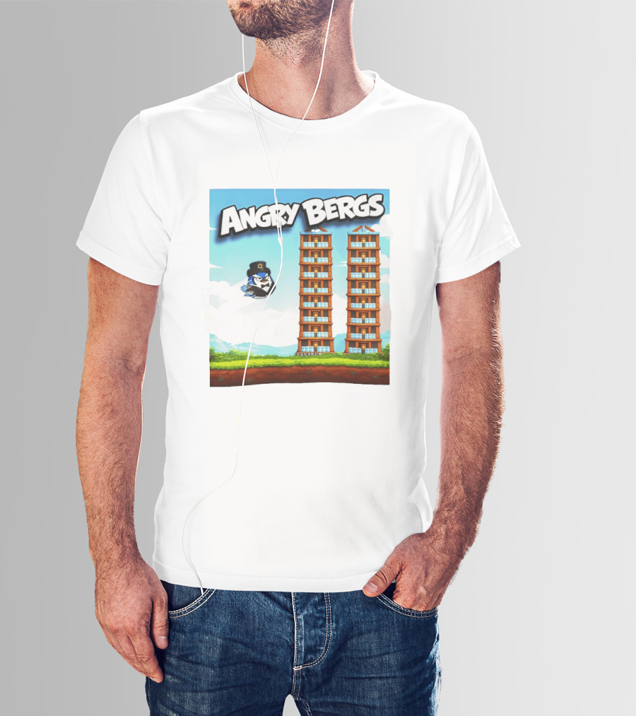 Angry Bergs Funny Parody Building Smash блоки Stack Game T-Shirt