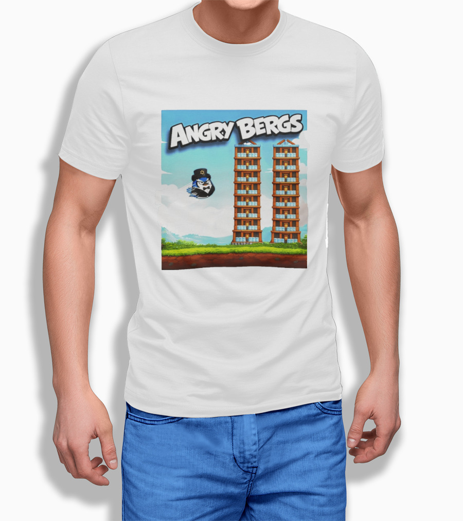Angry Bergs Funny Parody Building Smash блоки Stack Game T-Shirt