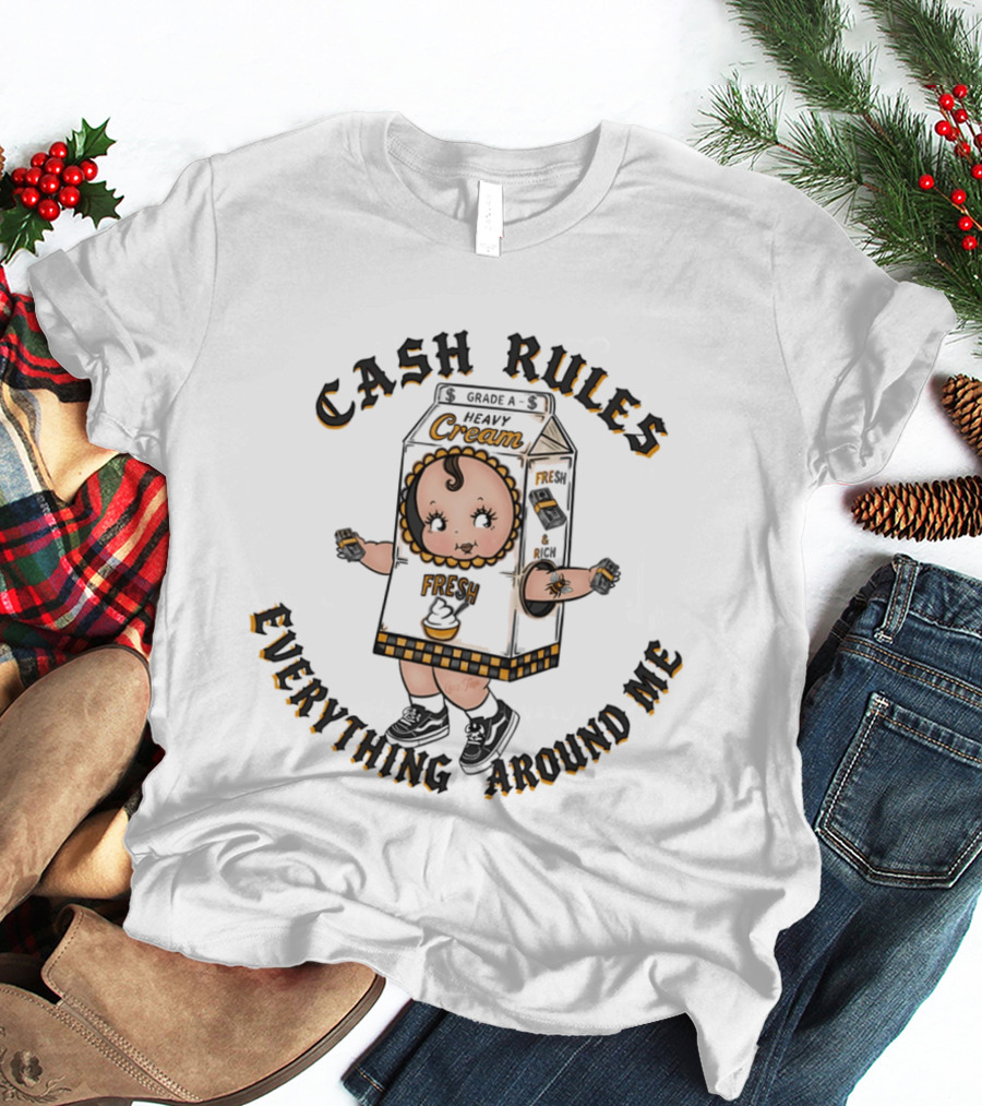Cash Rules Everything Around Me Heavy Cream Fresh Baby T-Shirt