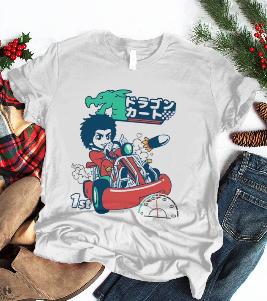 Dragon Kart Japanese Afro Racer 1st Place Red Vehicle Rocket Gauge T-Shirt