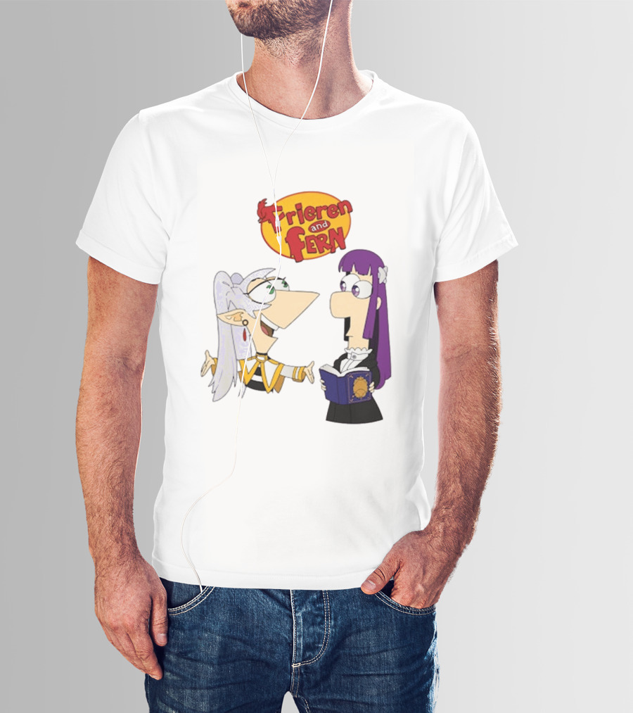 Frieren And Fern Animated Characters With Book And Unique Cartoon T-Shirt