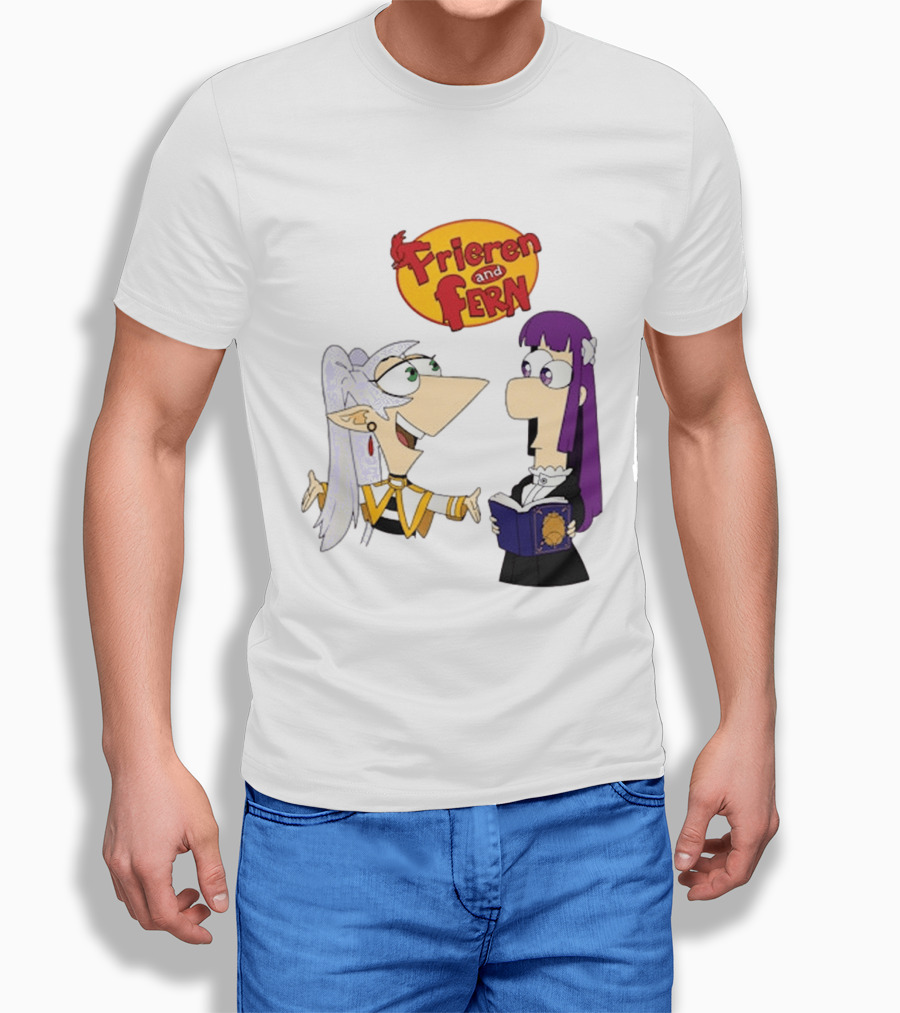 Frieren And Fern Animated Characters With Book And Unique Cartoon T-Shirt
