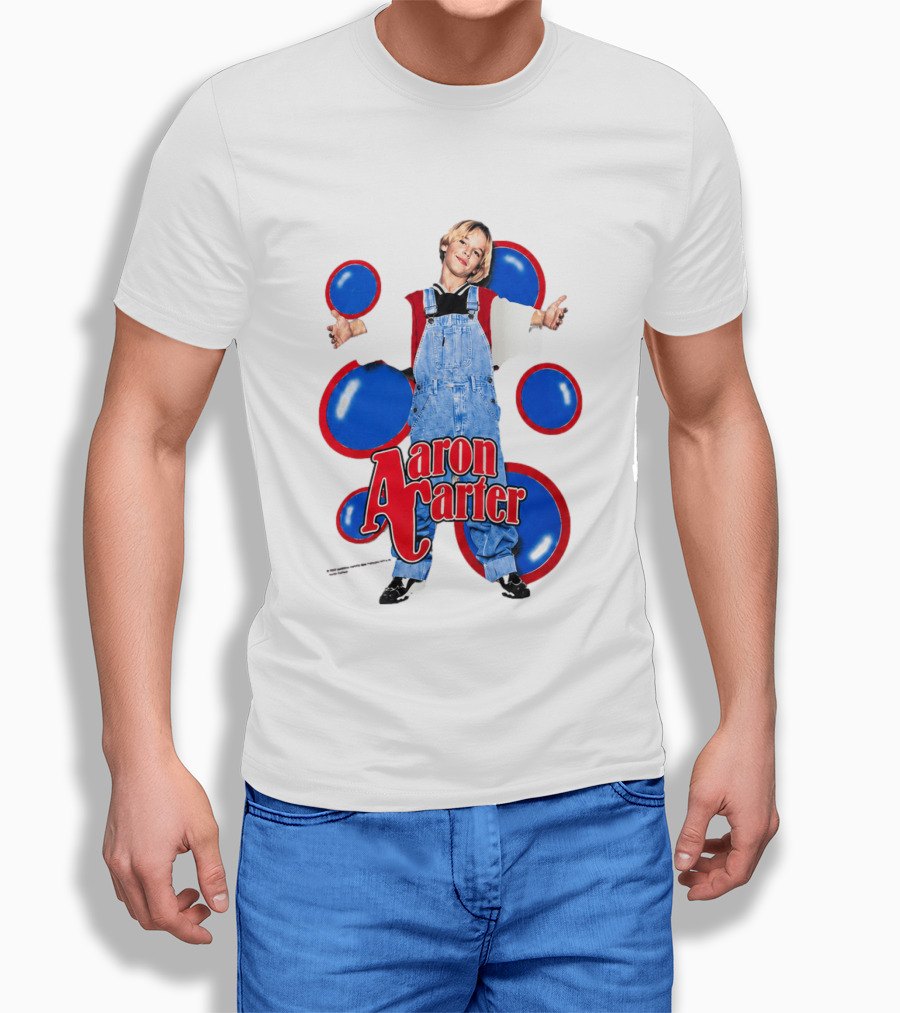 Aaron Carter Overalls Blue Red Circles Fashion T-Shirt