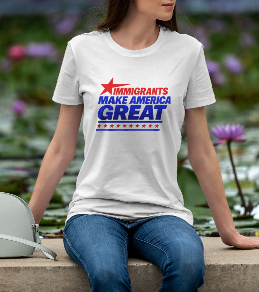 Immigrants Make America Great Red Star Political Message 2026 T-Shirt