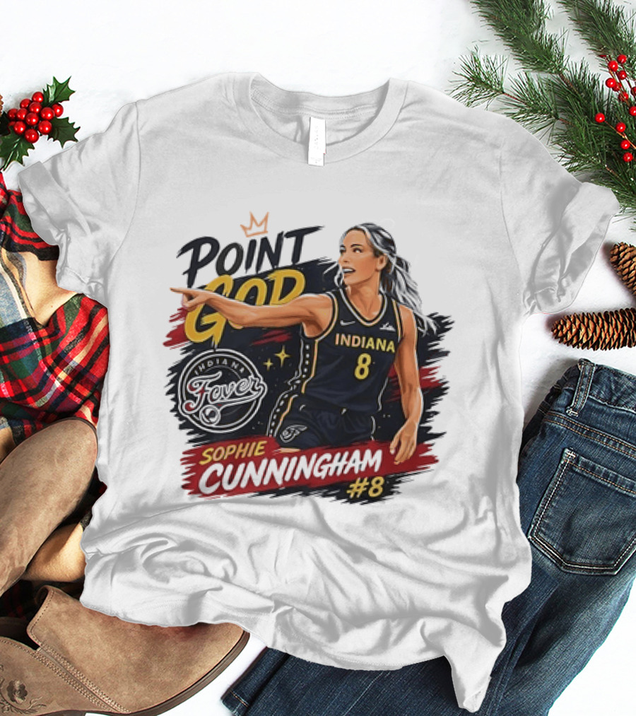 Indiana Fever WNBA Sophie Cunningham Point God #8 Basketball Player Painting T-Shirt