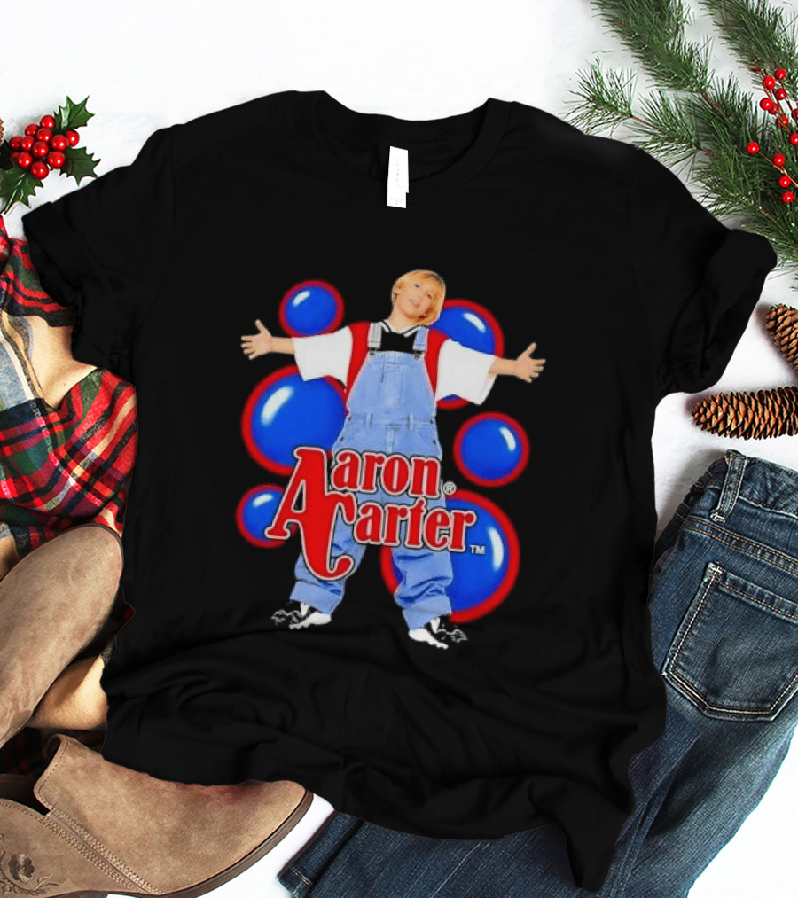 Aaron Carter Denim Overalls Bubbles Photo Bootleg T-Shirt